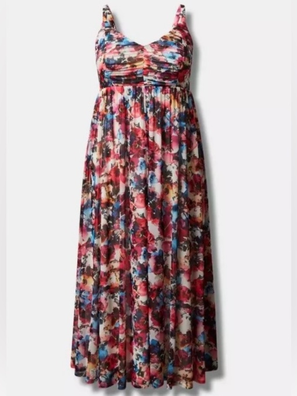 Torrid Floral Soft Mesh Pleated Maxi Dress - Size 00 or 10/12 - EUC!!!